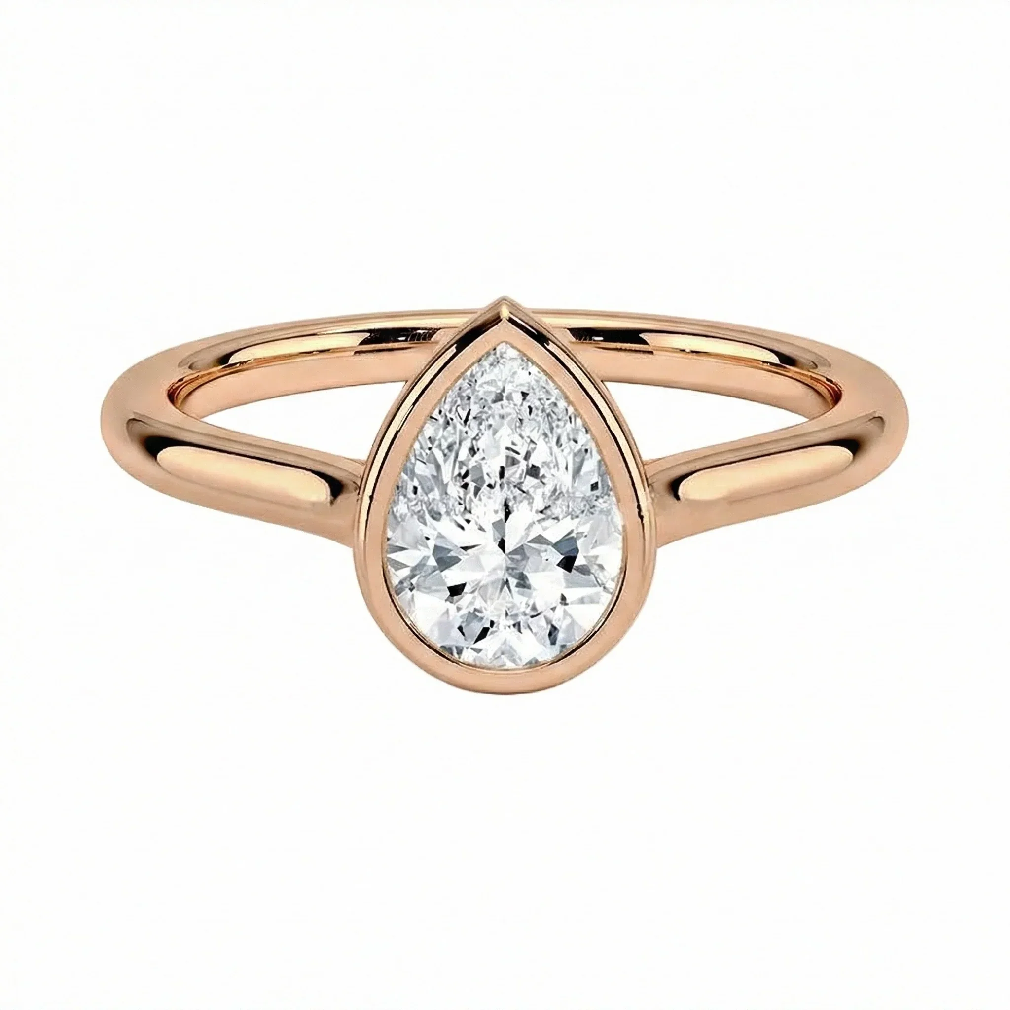 The Modern Pear – Bezel Set Tube Ring - Image 5