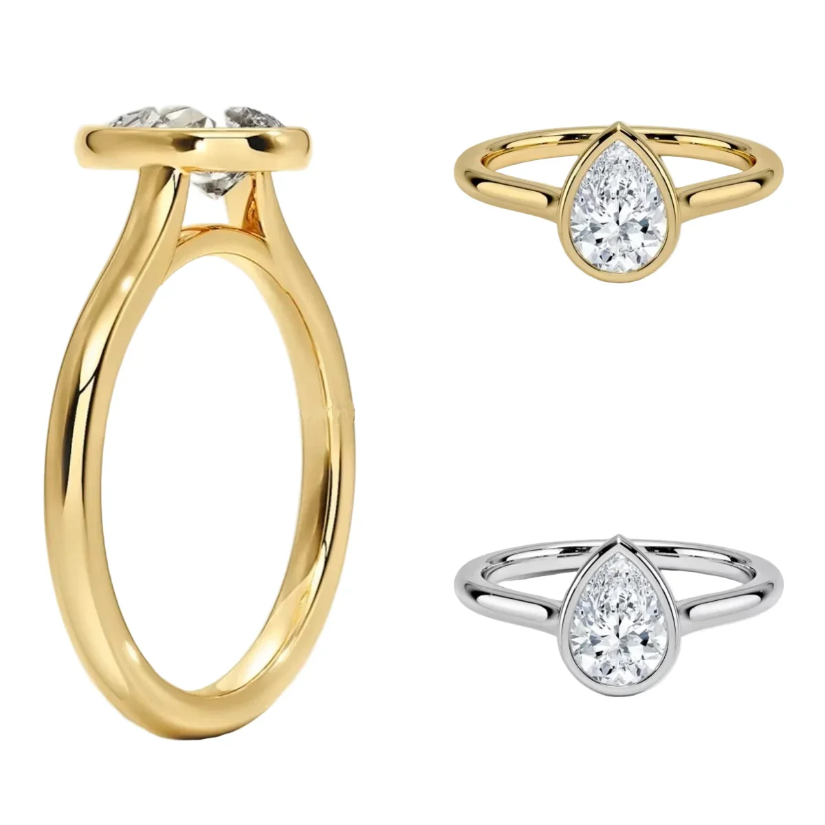 The Modern Pear – Bezel Set Tube Ring - Image 7
