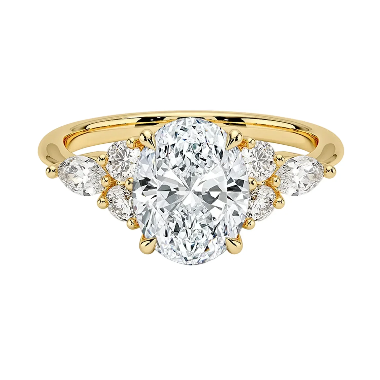 The Oval Celestial Cluster – Grand Marquise Brilliant Ring