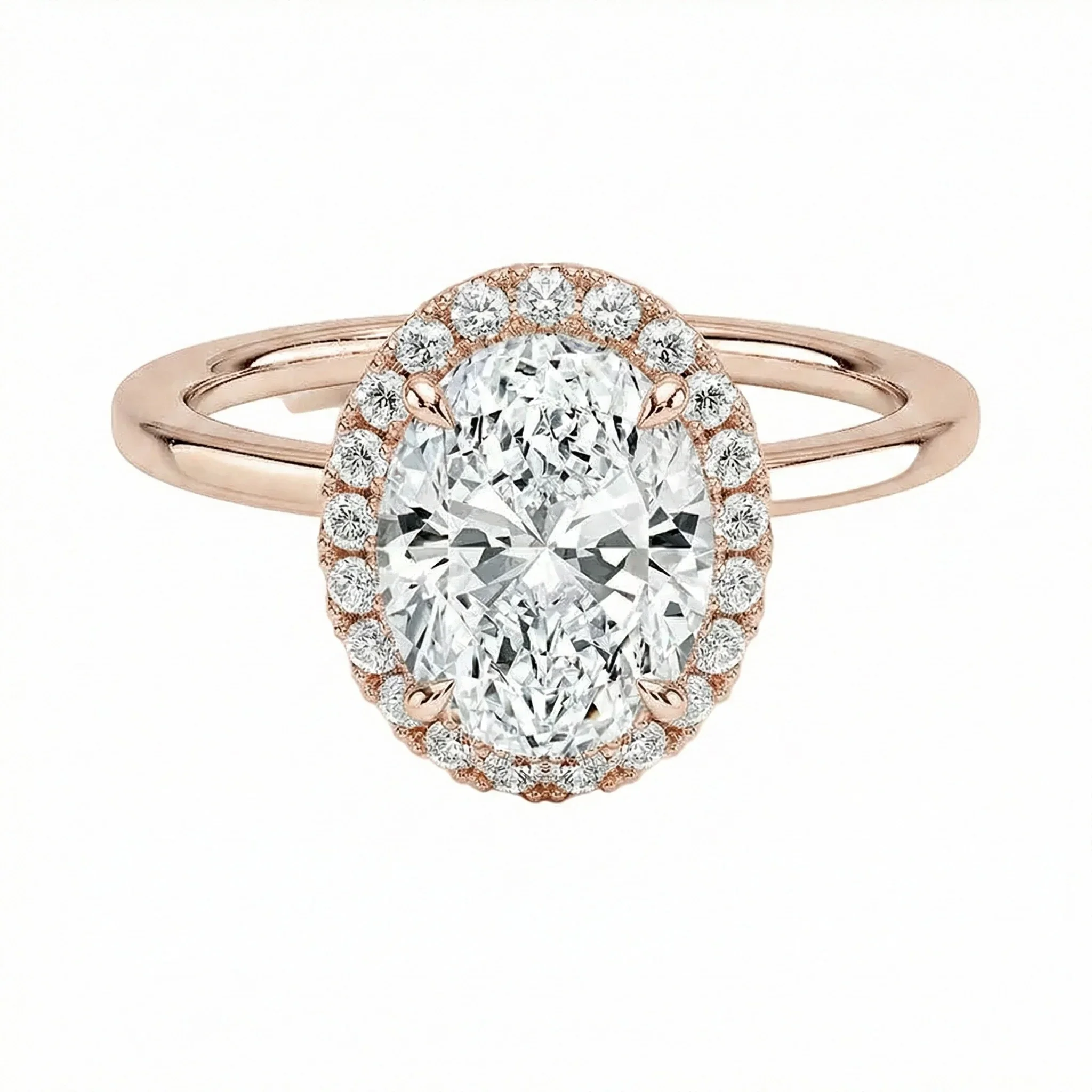 The Oval Grace – Halo Solitaire Moissanite Ring - Image 4
