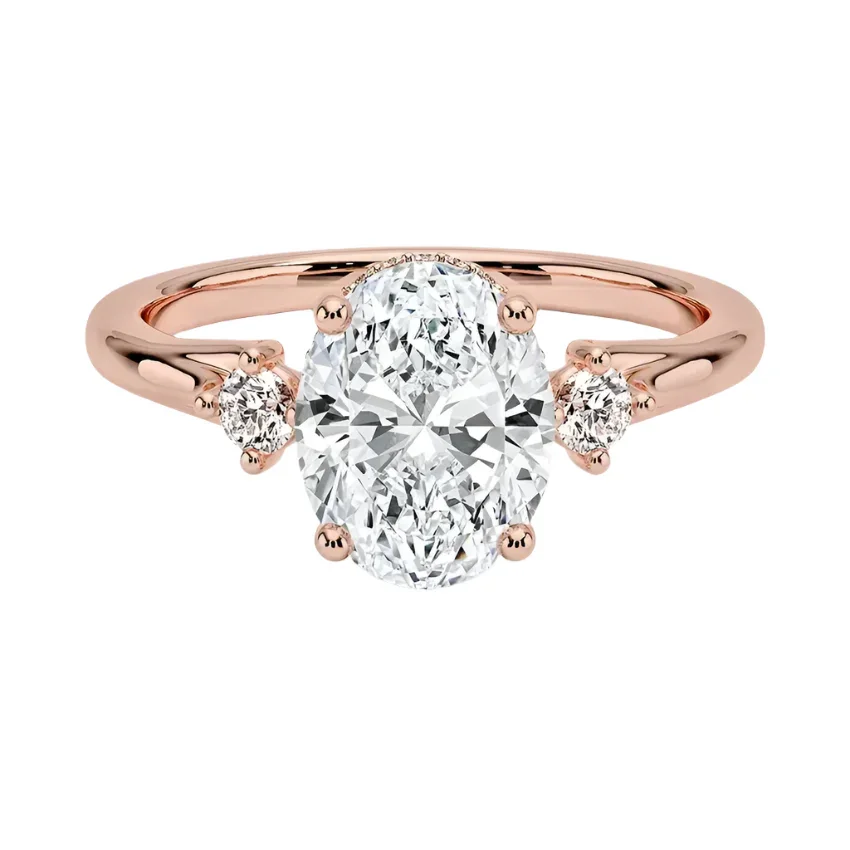 The Oval Hidden Glow Three-Stone – Brilliant Side Accent Ring - Image 4