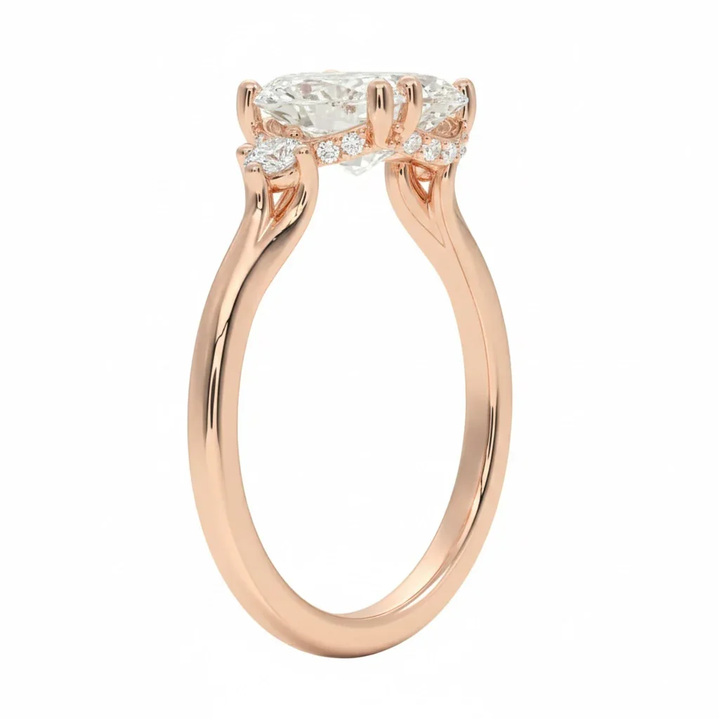 The Oval Hidden Glow Three-Stone – Brilliant Side Accent Ring - Image 5