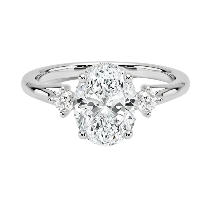 The Oval Hidden Glow Three-Stone – Brilliant Side Accent Ring - Image 6