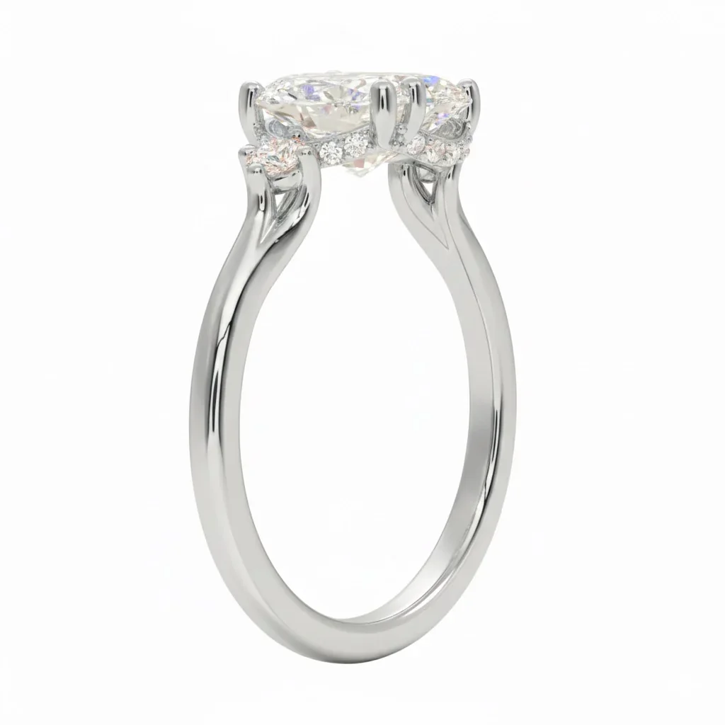 The Oval Hidden Glow Three-Stone – Brilliant Side Accent Ring - Image 7