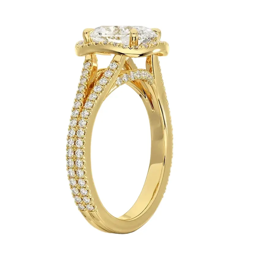 The Oval Majesty – Split Shank Halo Moissanite Ring - Image 2