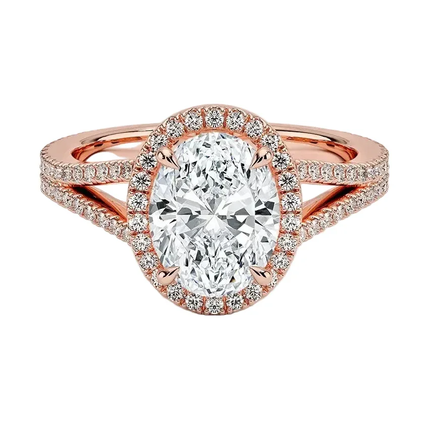 The Oval Majesty – Split Shank Halo Moissanite Ring - Image 4