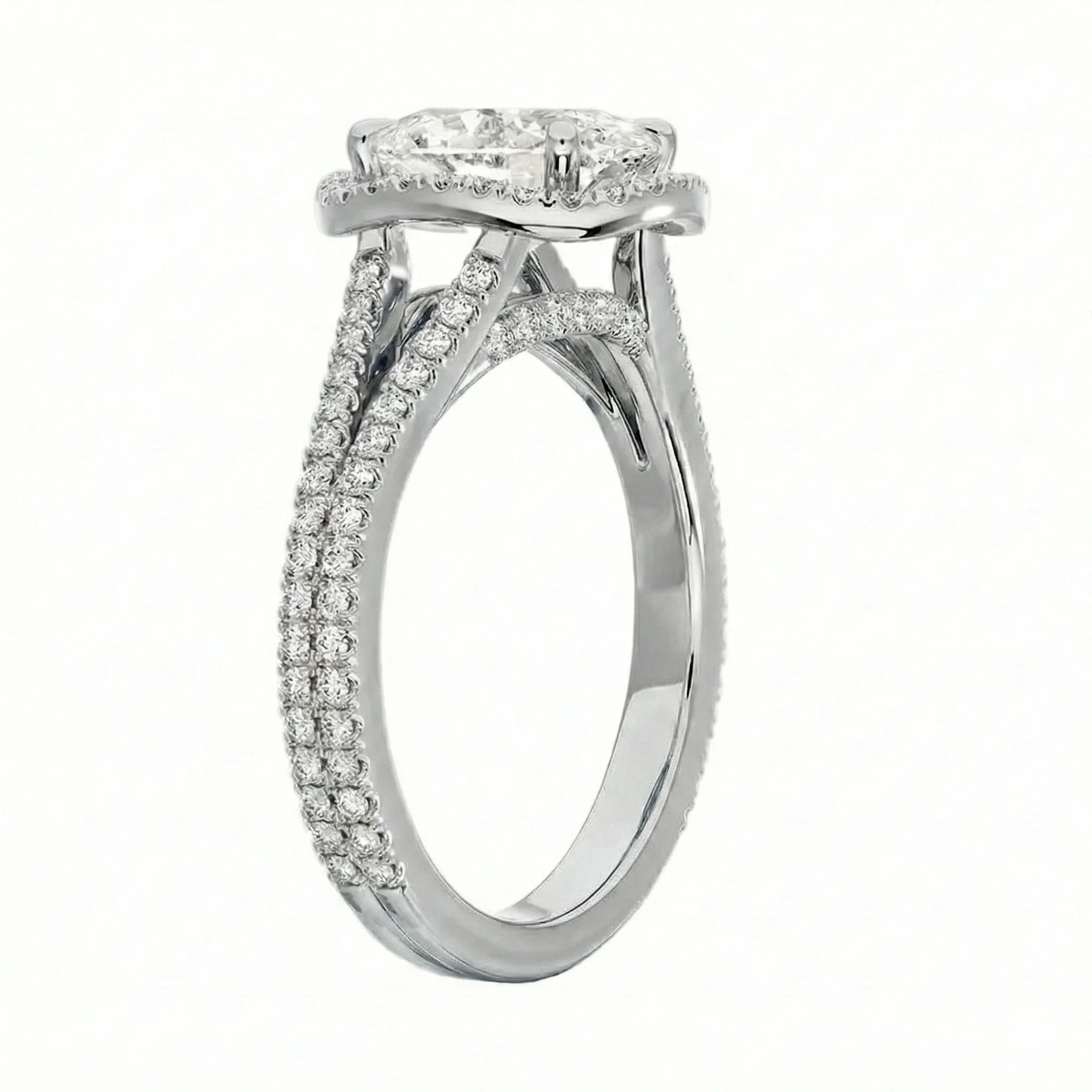 The Oval Majesty – Split Shank Halo Moissanite Ring - Image 7