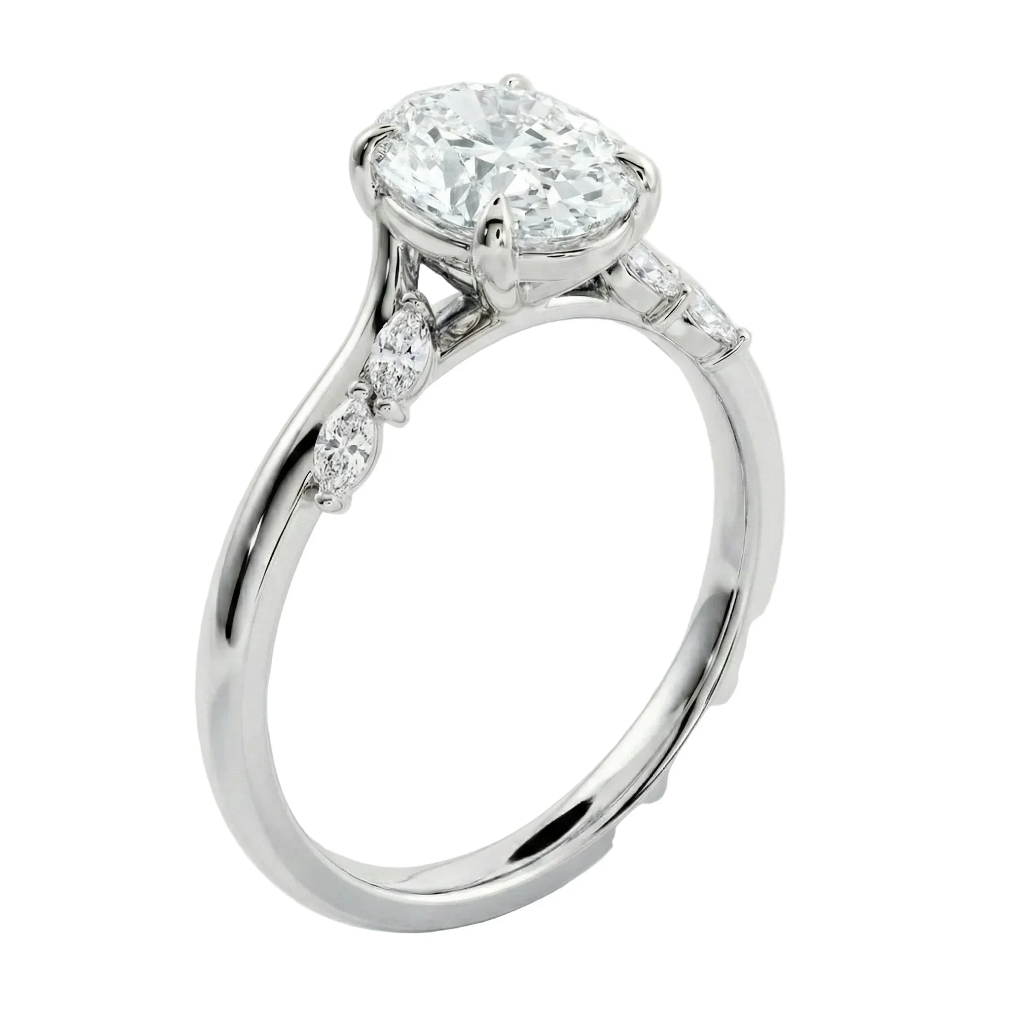 The Oval Marquise Petal – Five-Stone Pavé Ring - Image 5