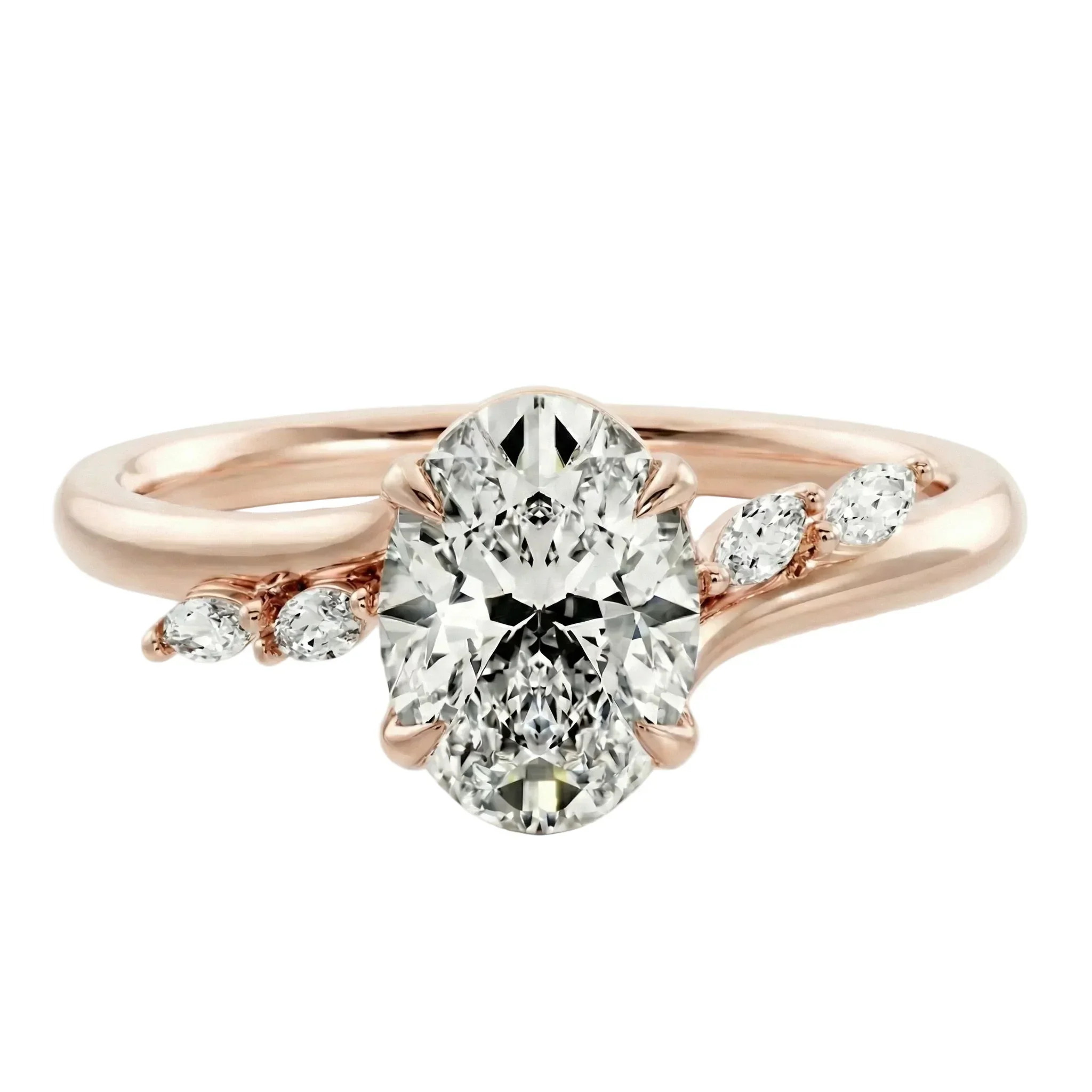 The Oval Marquise Petal – Five-Stone Pavé Ring - Image 7