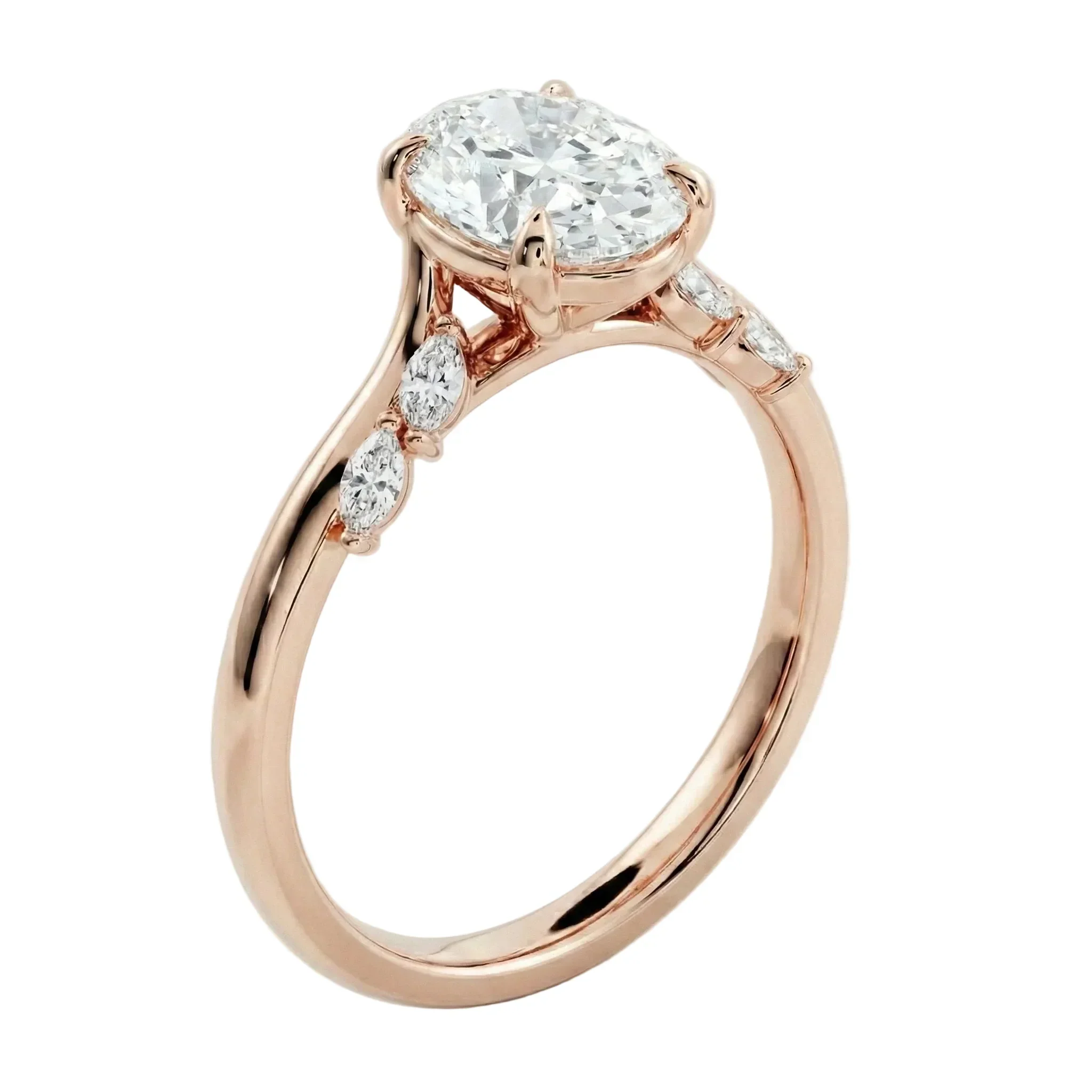 The Oval Marquise Petal – Five-Stone Pavé Ring - Image 8