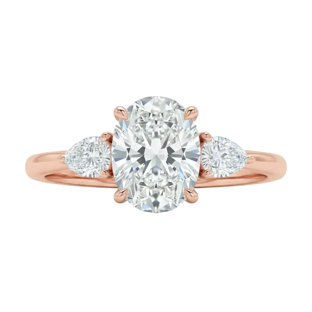 The Oval Pear Trinity – Brilliant Teardrop Accent Ring - Image 3