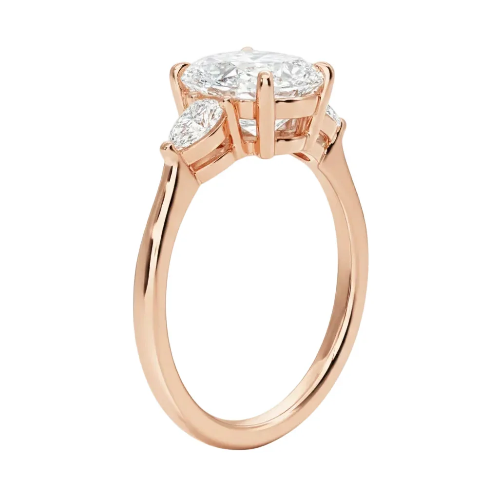 The Oval Pear Trinity – Brilliant Teardrop Accent Ring - Image 4