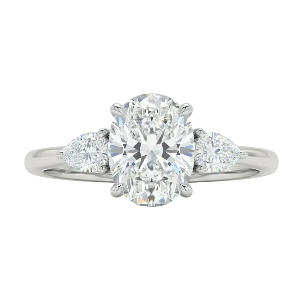 The Oval Pear Trinity – Brilliant Teardrop Accent Ring - Image 5