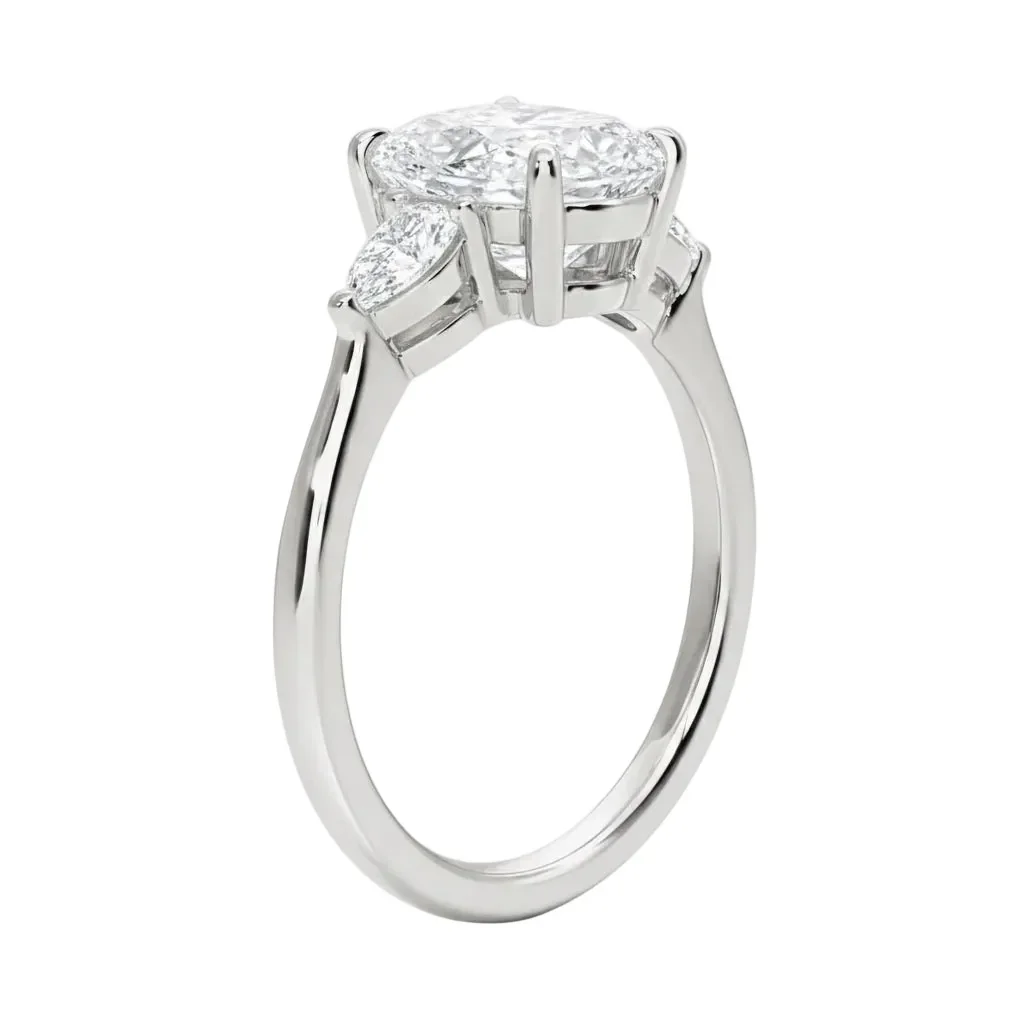 The Oval Pear Trinity – Brilliant Teardrop Accent Ring - Image 6