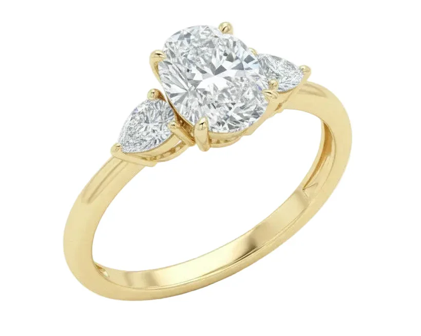 The Oval Pear Trinity – Brilliant Teardrop Accent Ring - Image 8