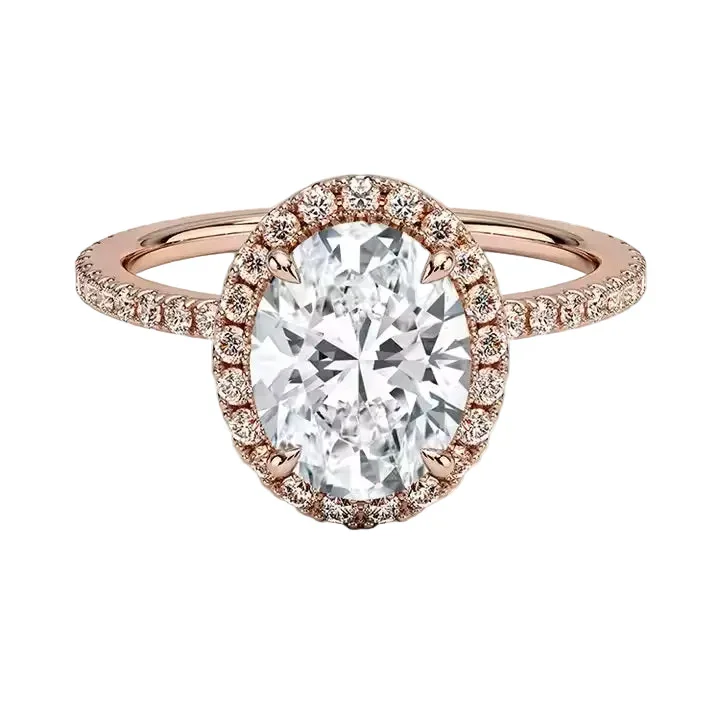The Oval Royal – Halo & Pavé Moissanite Engagement Ring – ApolloGem - Image 3