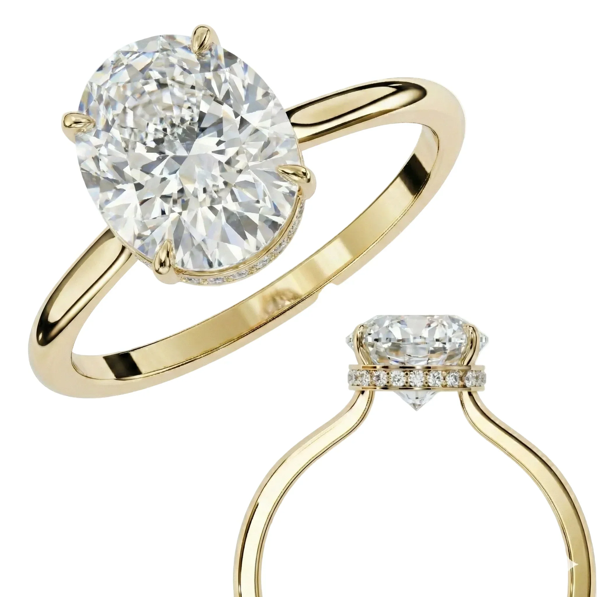 The Oval Secret – Hidden Halo Solitaire Moissanite Ring - Image 2