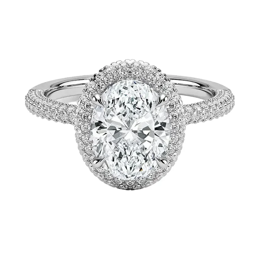 The Oval Sovereign Micro-Pavé – Majestic Triple-Row Halo Ring - Image 4