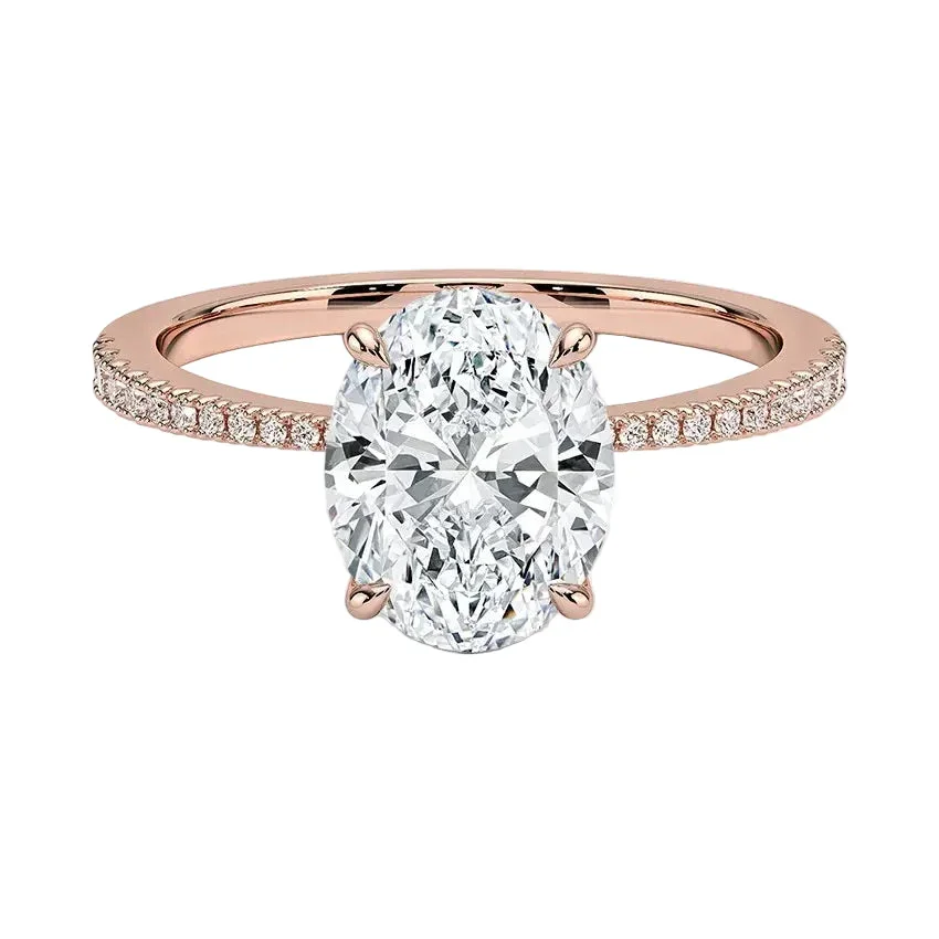 The Oval Tapered Pavé – Sculpted Solitaire Band - Image 7