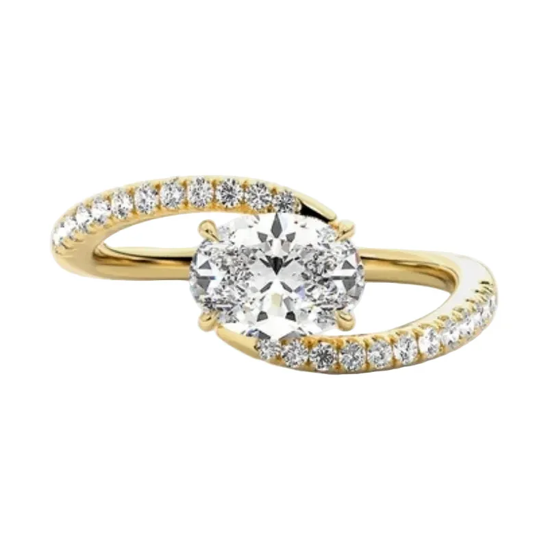 The Oval Twist – Bypass Pavé Moissanite Engagement Ring