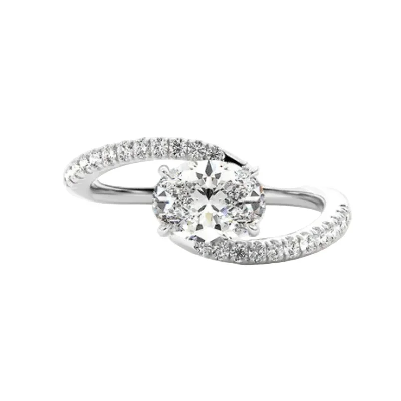 The Oval Twist – Bypass Pavé Moissanite Engagement Ring - Image 3