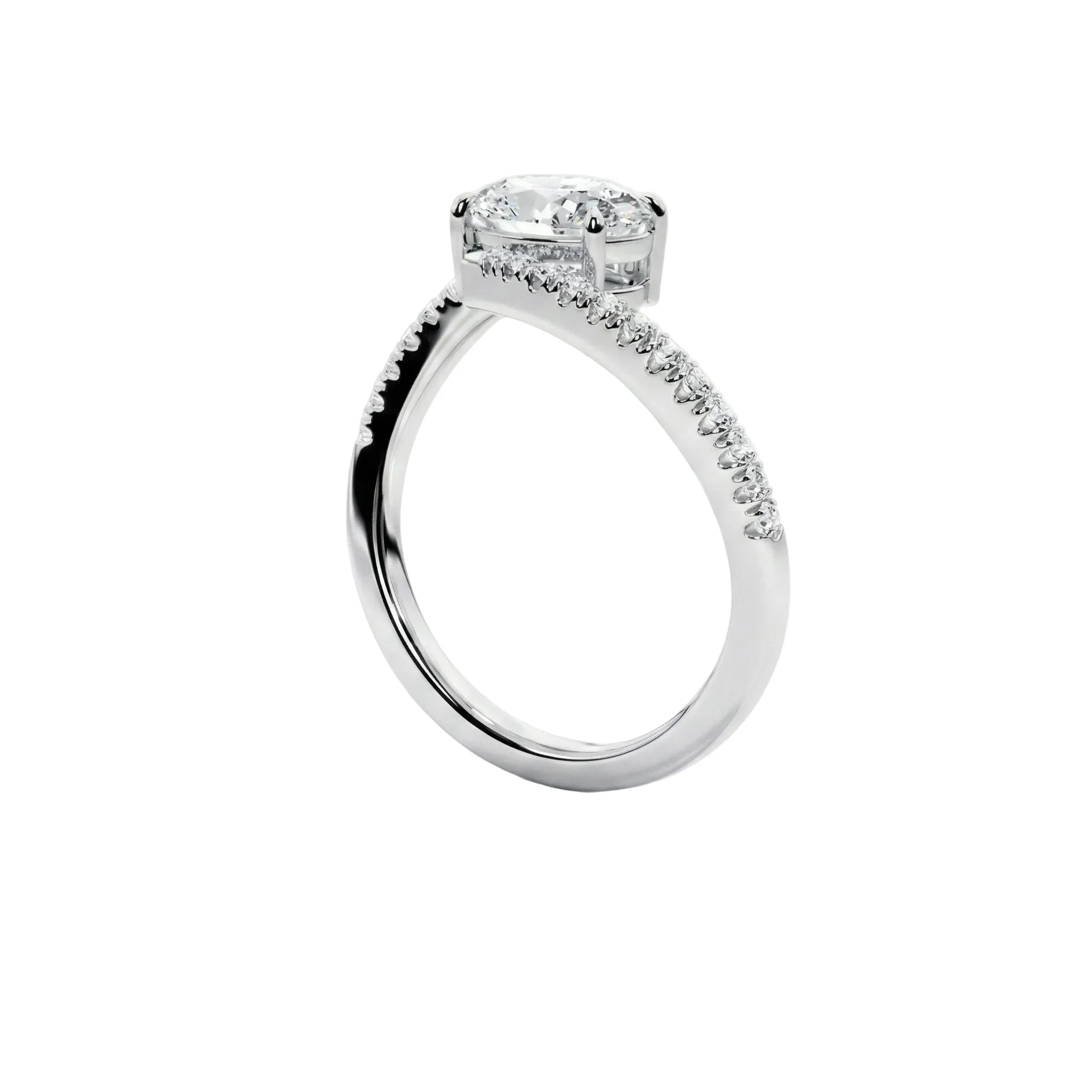 The Oval Twist – Bypass Pavé Moissanite Engagement Ring - Image 4