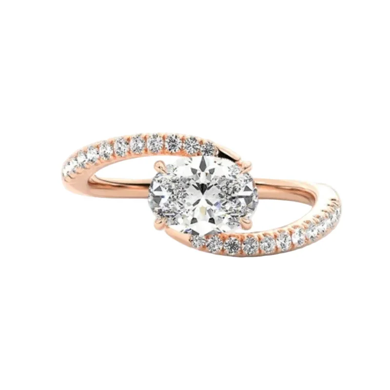 The Oval Twist – Bypass Pavé Moissanite Engagement Ring - Image 5