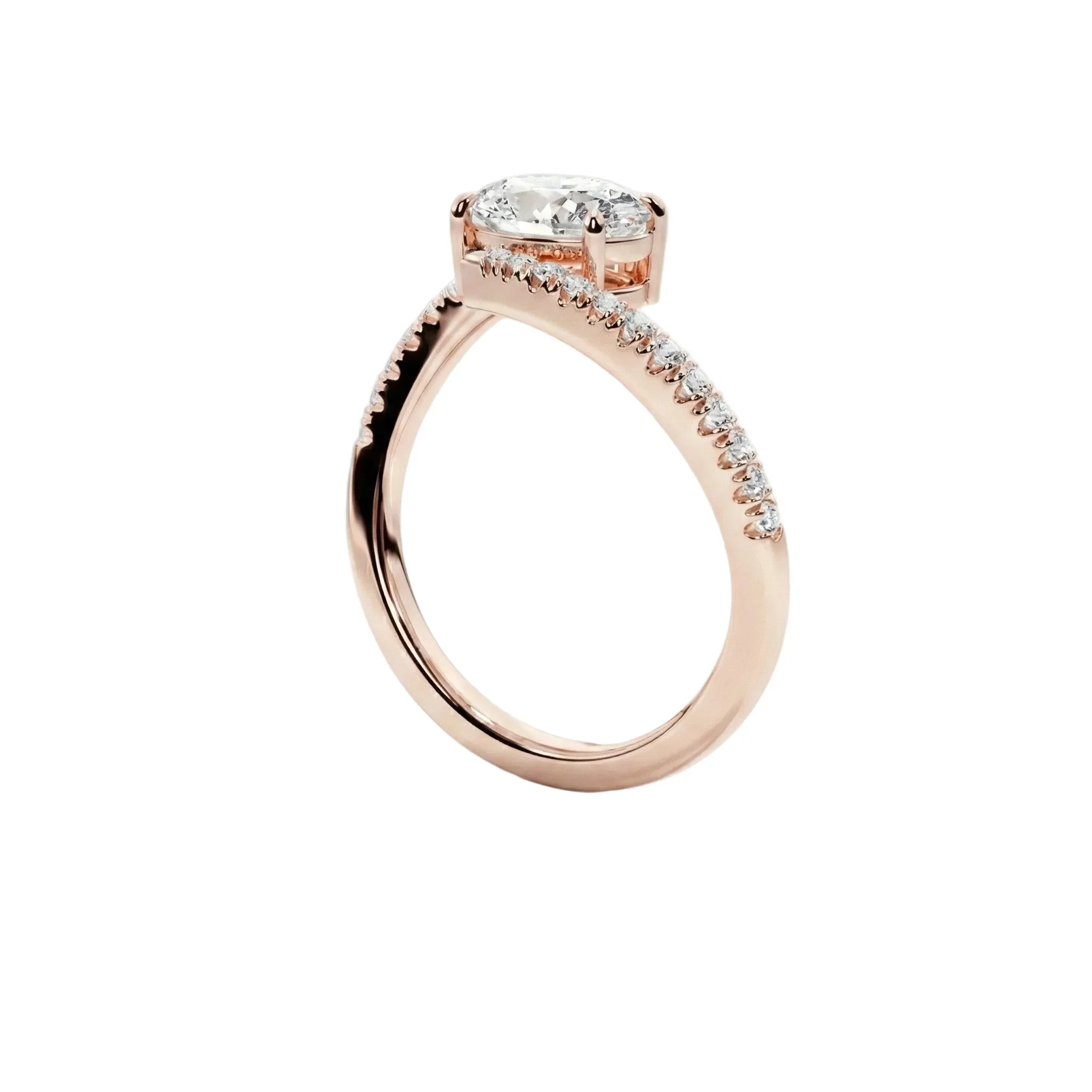 The Oval Twist – Bypass Pavé Moissanite Engagement Ring - Image 6