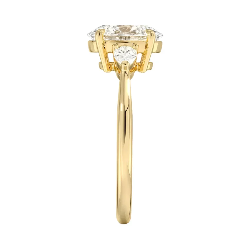 The Oval Willow Three-Stone – Graceful Pear Accent Ring - Image 3
