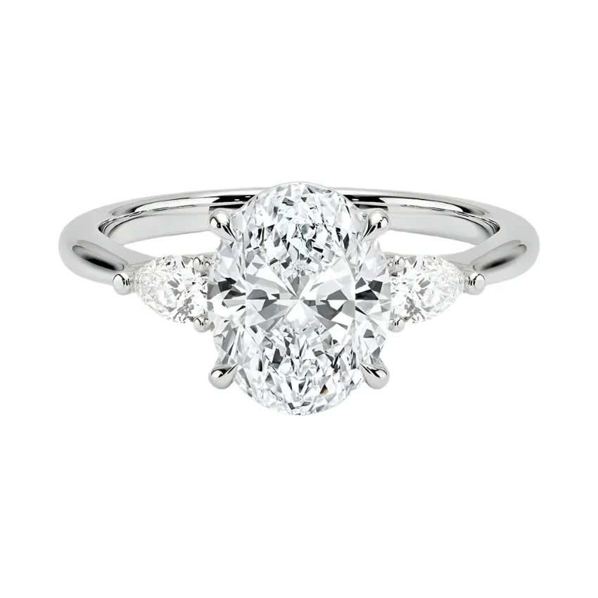 The Oval Willow Three-Stone – Graceful Pear Accent Ring - Image 4