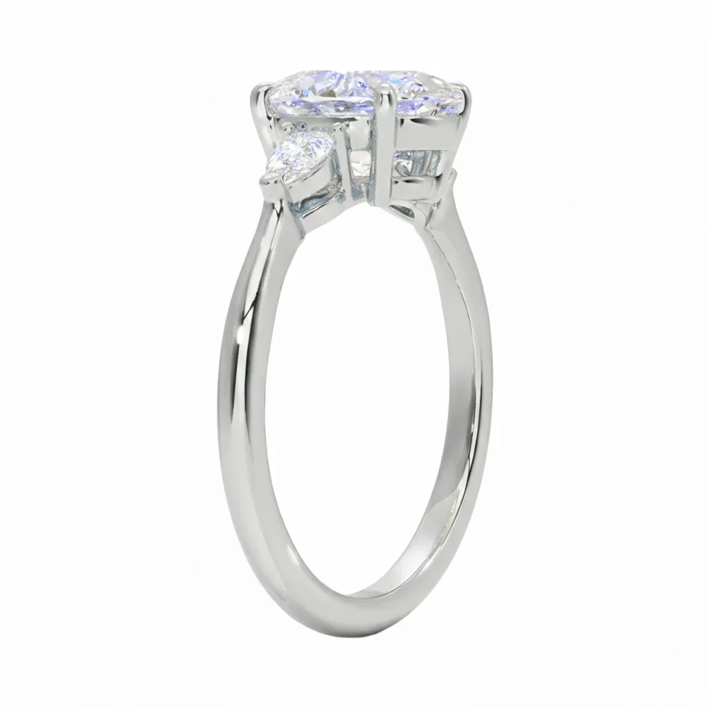 The Oval Willow Three-Stone – Graceful Pear Accent Ring - Image 5