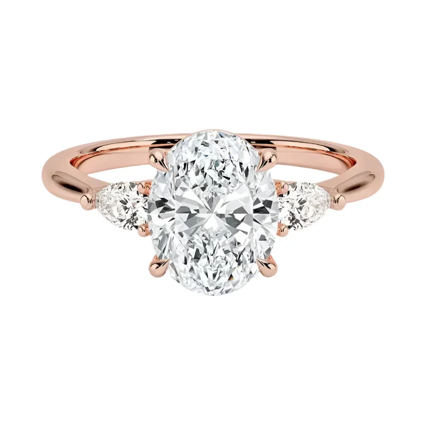 The Oval Willow Three-Stone – Graceful Pear Accent Ring - Image 6