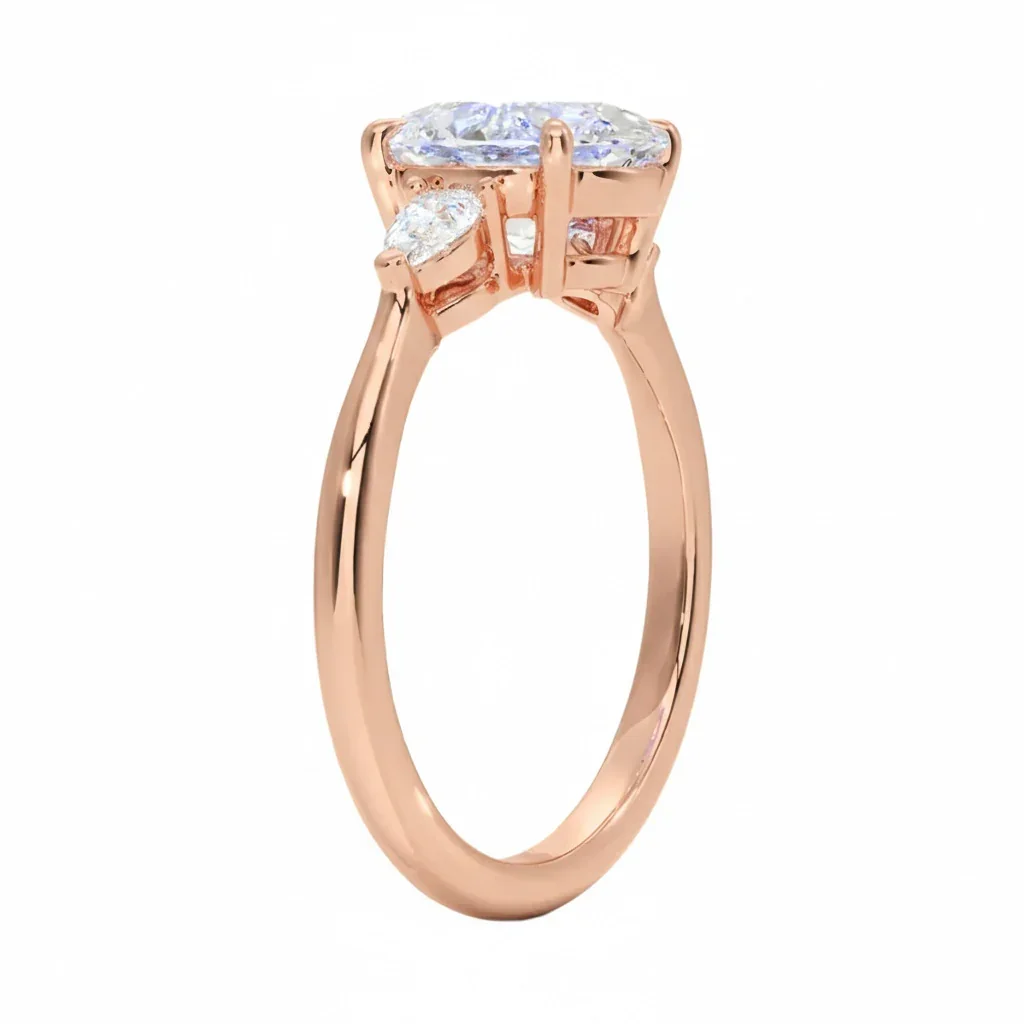 The Oval Willow Three-Stone – Graceful Pear Accent Ring - Image 7