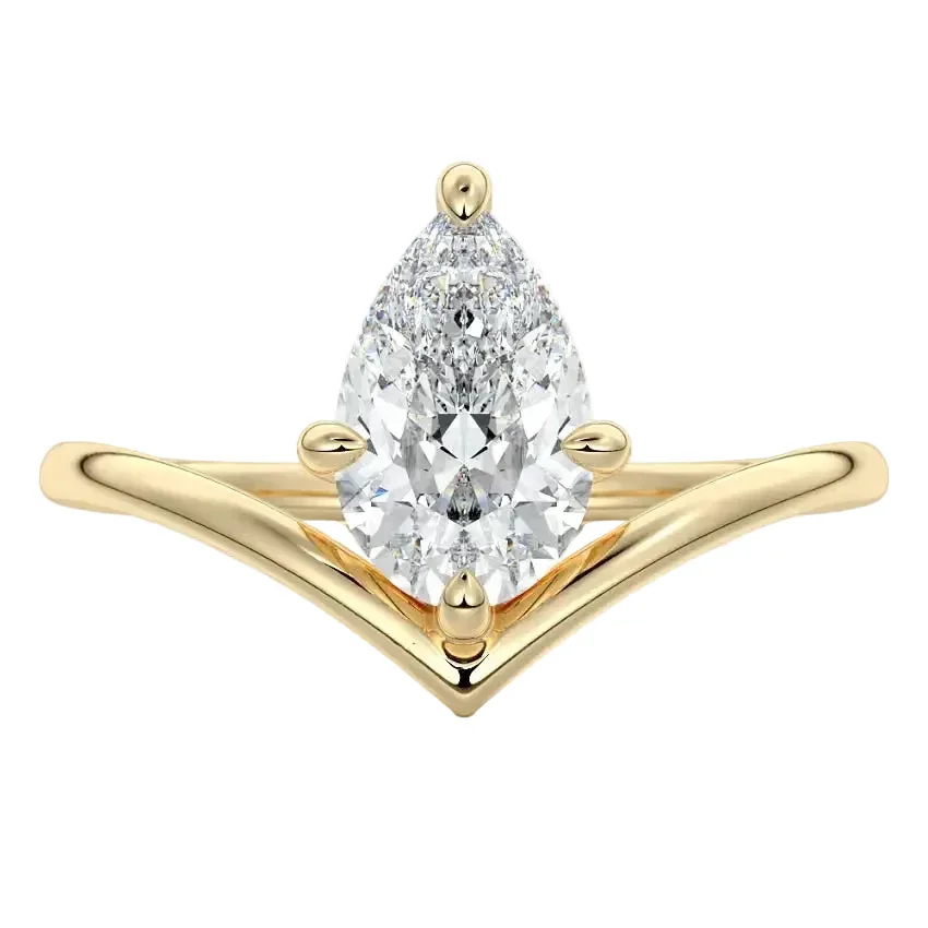 The Pear Bespoke Horizon – Suspended V-Shank Solitaire
