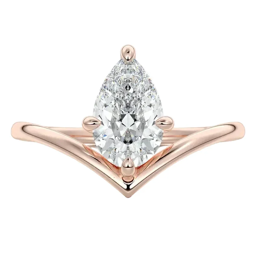 The Pear Bespoke Horizon – Suspended V-Shank Solitaire - Image 4