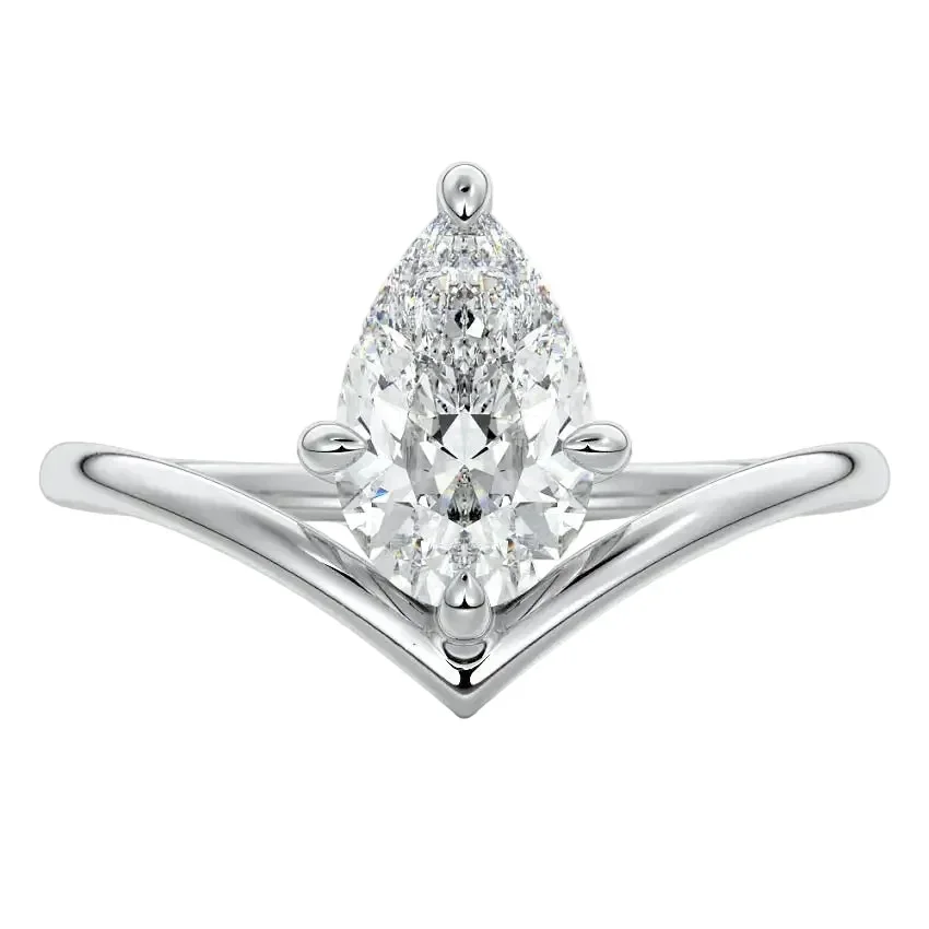 The Pear Bespoke Horizon – Suspended V-Shank Solitaire - Image 6