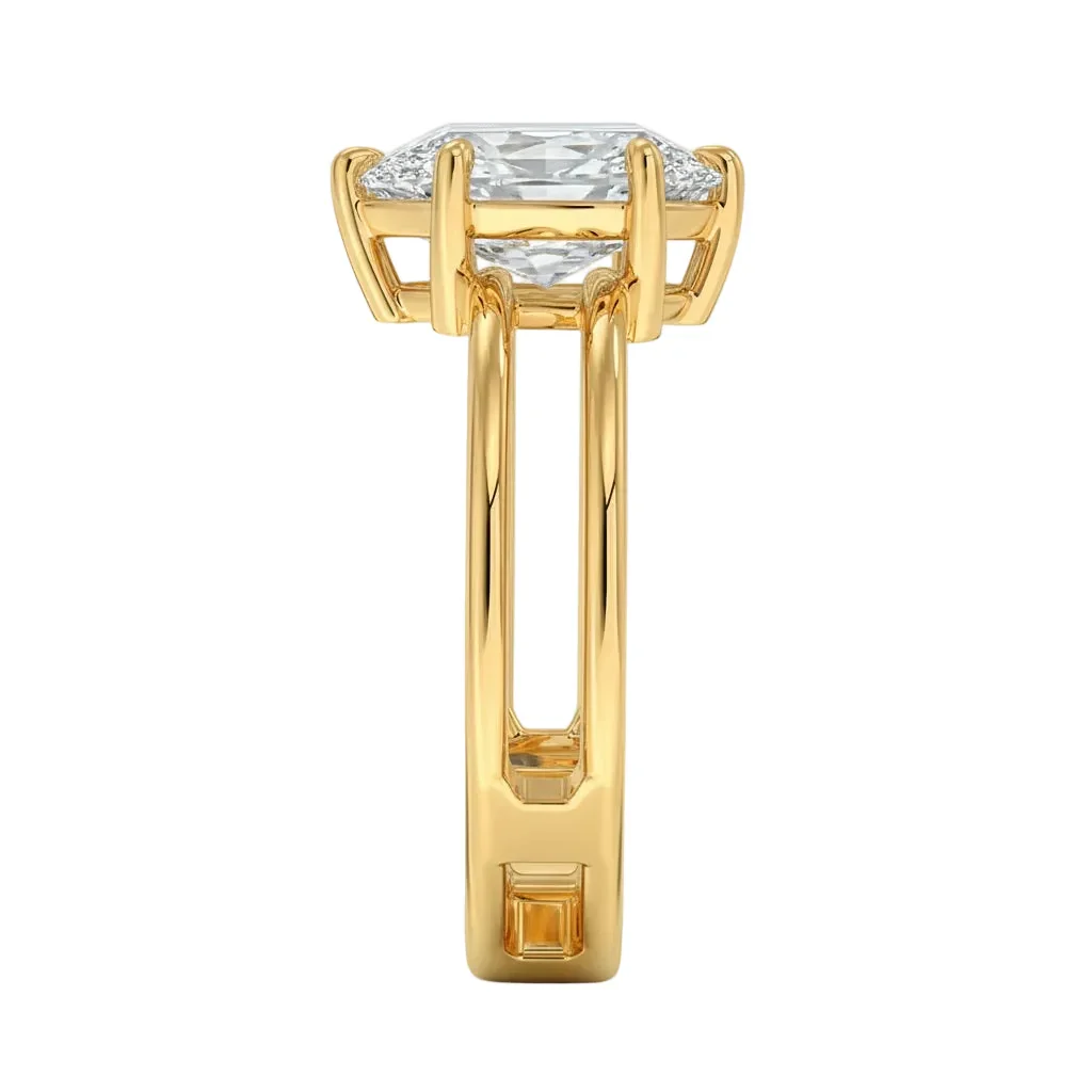 The Pear Double Band – Architectural Teardrop Solitaire - Image 3