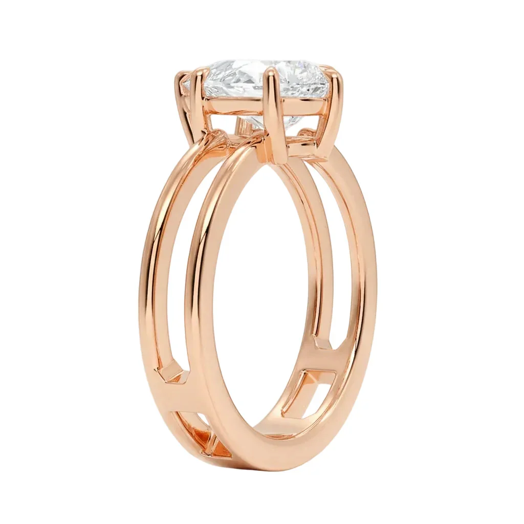 The Pear Double Band – Architectural Teardrop Solitaire - Image 5