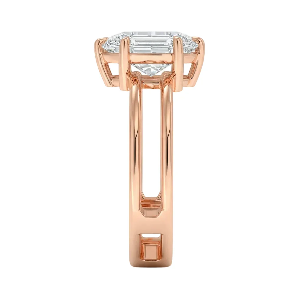 The Pear Double Band – Architectural Teardrop Solitaire - Image 6