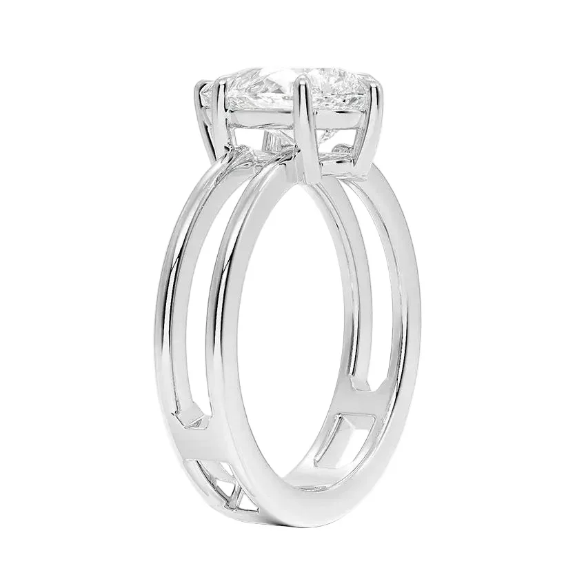 The Pear Double Band – Architectural Teardrop Solitaire - Image 8