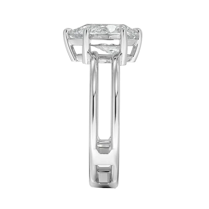 The Pear Double Band – Architectural Teardrop Solitaire - Image 9