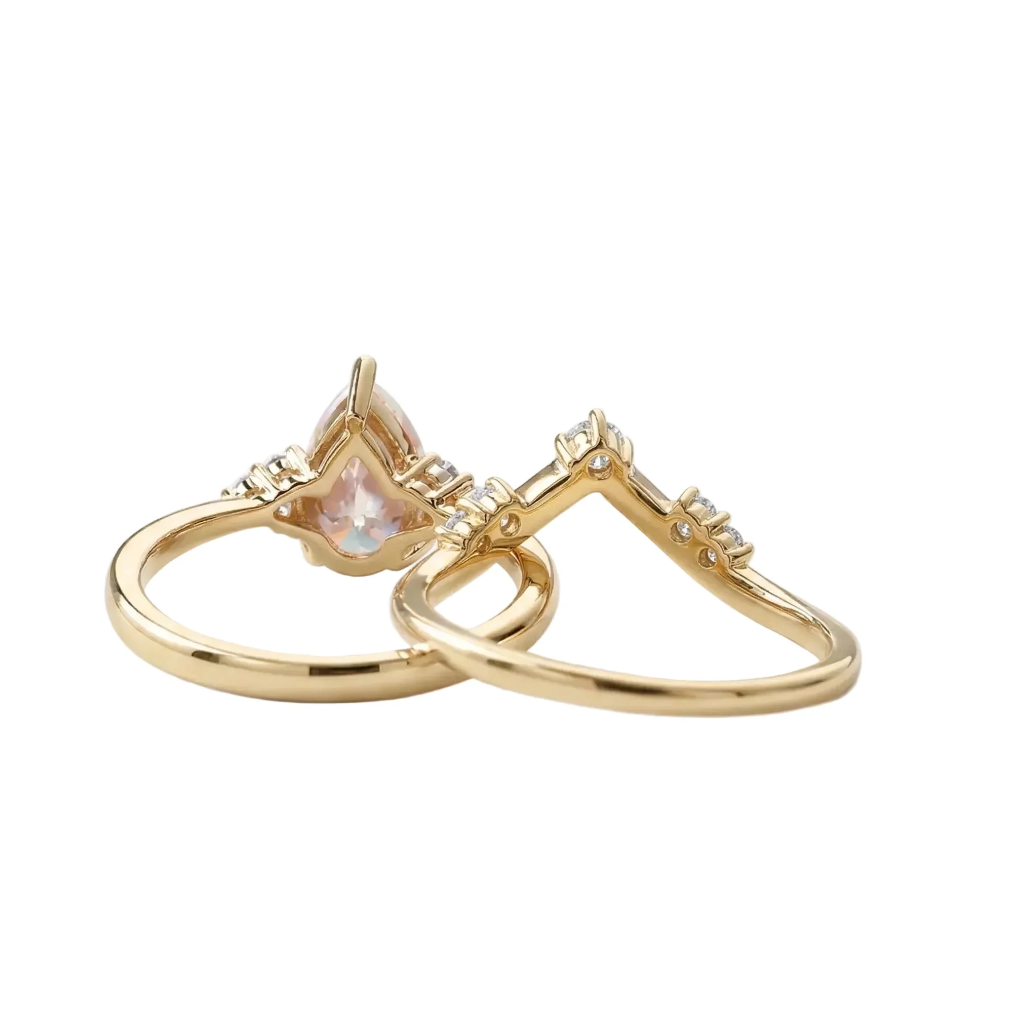 The Pear Duo Chevron – Elegant Teardrop Bridal Set - Image 2