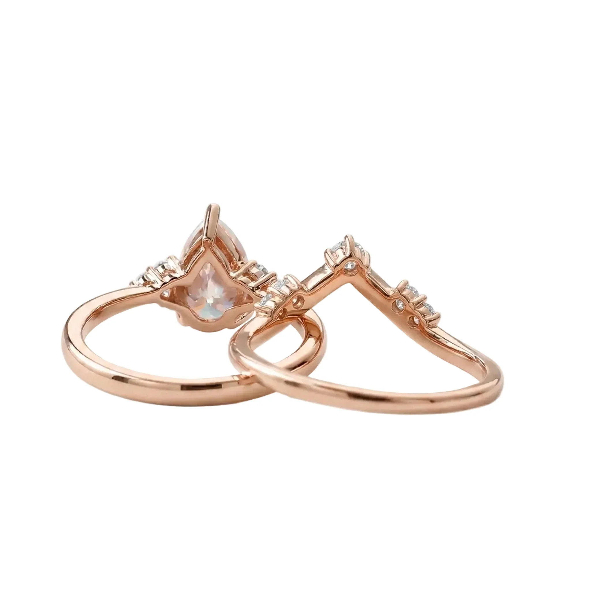 The Pear Duo Chevron – Elegant Teardrop Bridal Set - Image 4