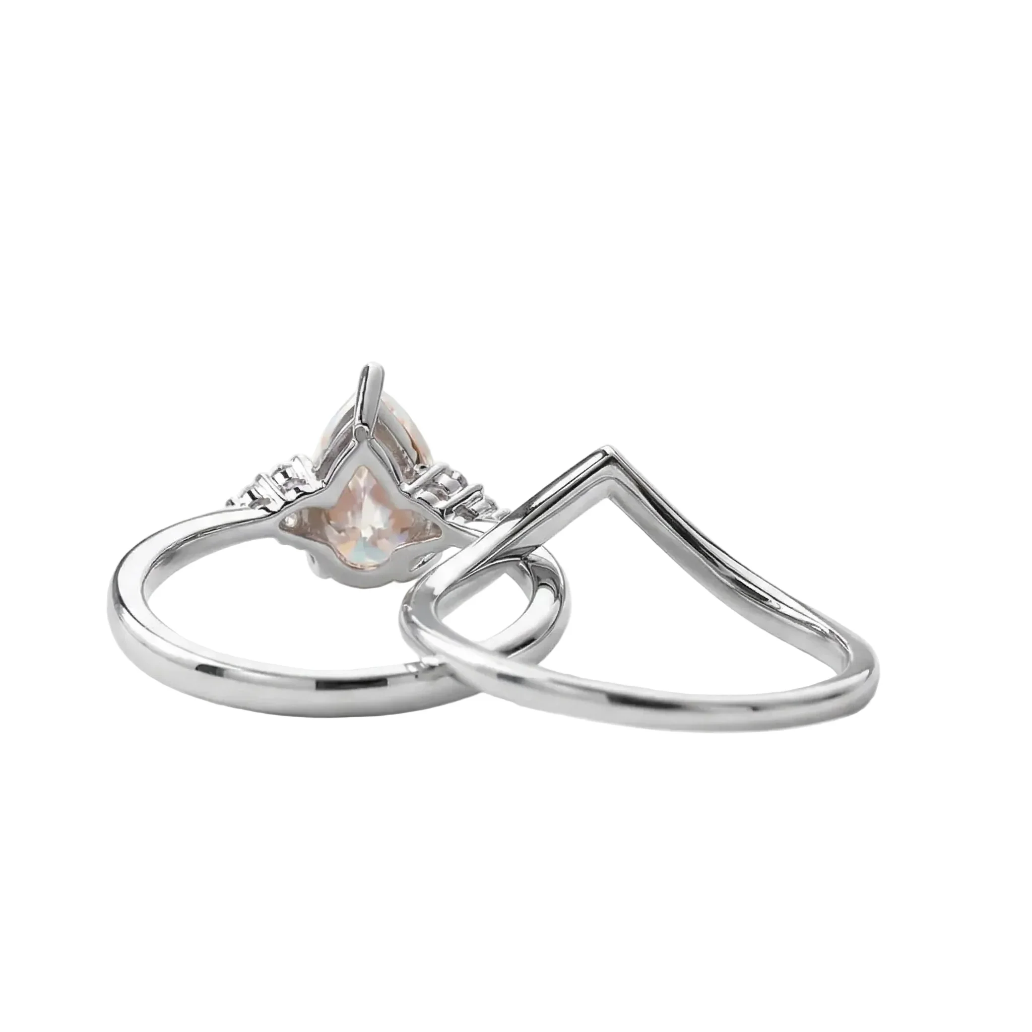 The Pear Duo Chevron – Elegant Teardrop Bridal Set - Image 6