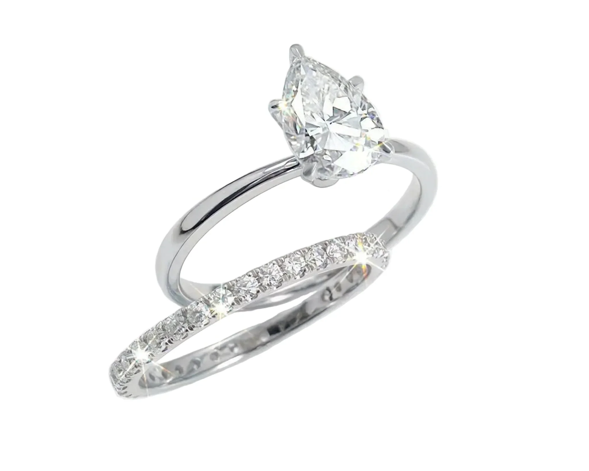 The Pear Duo Grace – Sophisticated Solitaire Eternity Bridal Set - Image 10