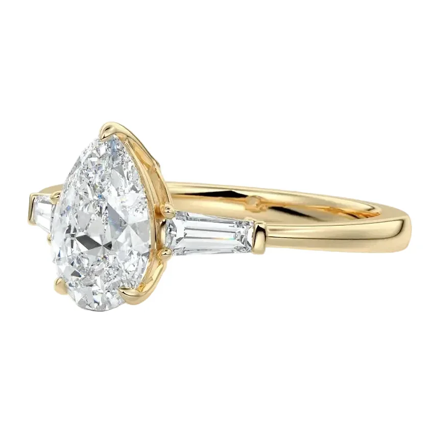 The Pear Grandeur Three-Stone – Timeless Pear Baguette Ring - Image 3