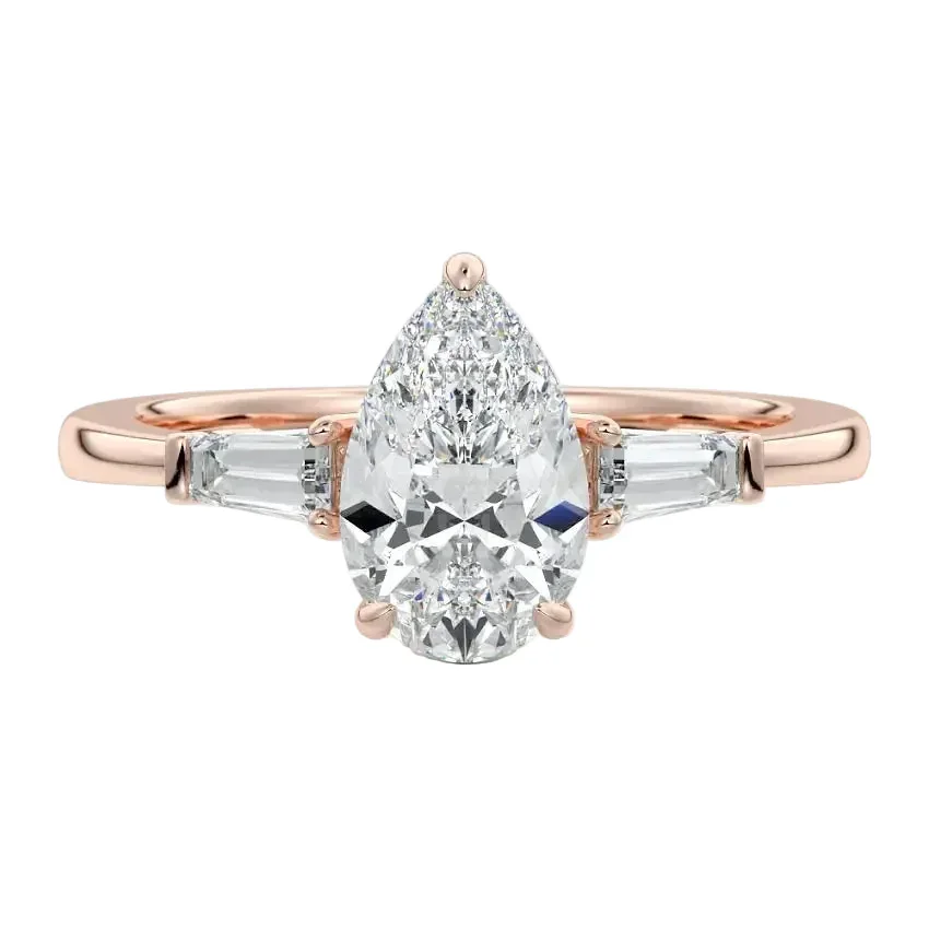 The Pear Grandeur Three-Stone – Timeless Pear Baguette Ring - Image 4