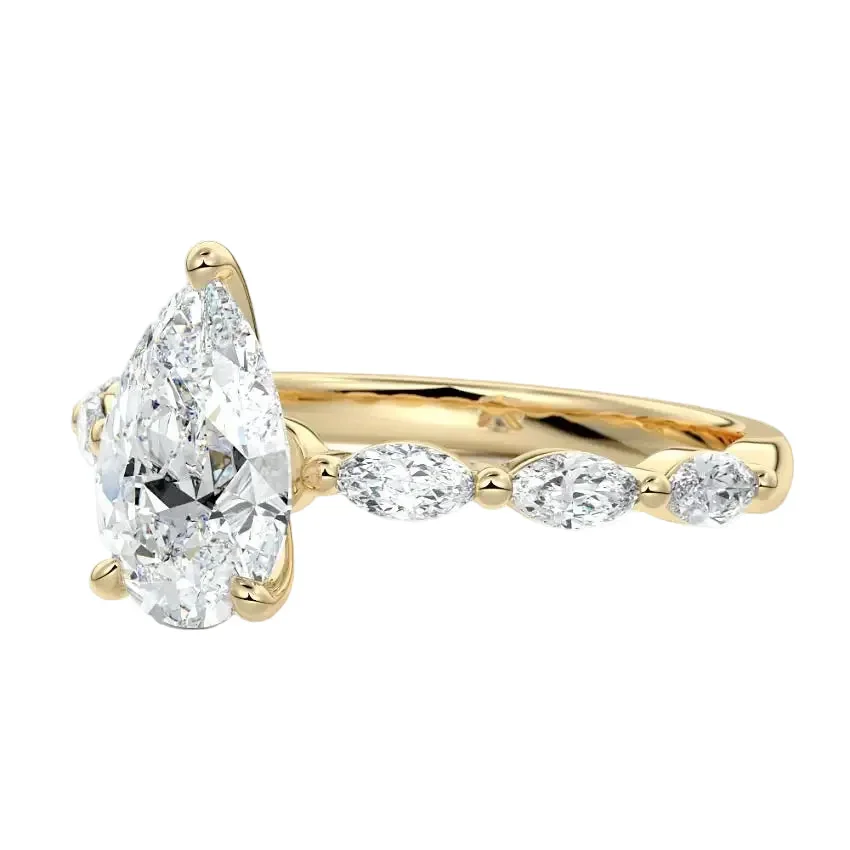 The Pear Marquise Line – Triple Marquise Half Eternity Ring - Image 3