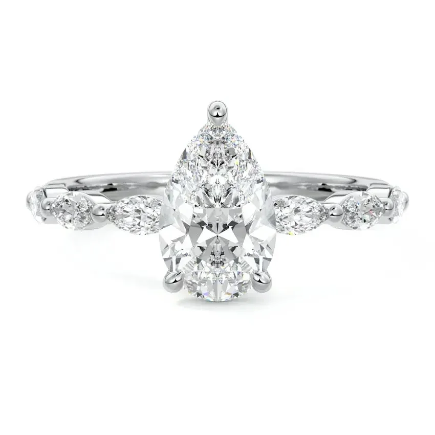 The Pear Marquise Line – Triple Marquise Half Eternity Ring - Image 4