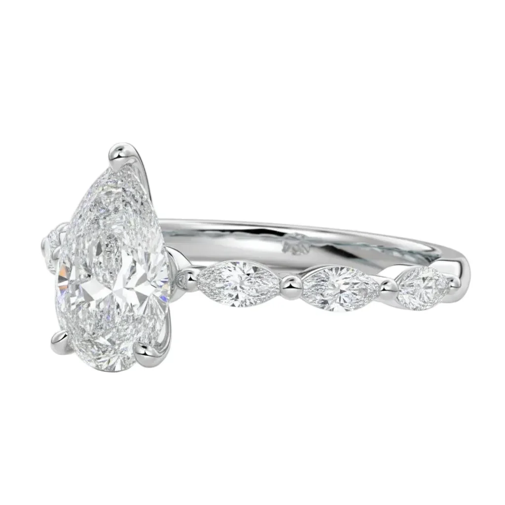 The Pear Marquise Line – Triple Marquise Half Eternity Ring - Image 6